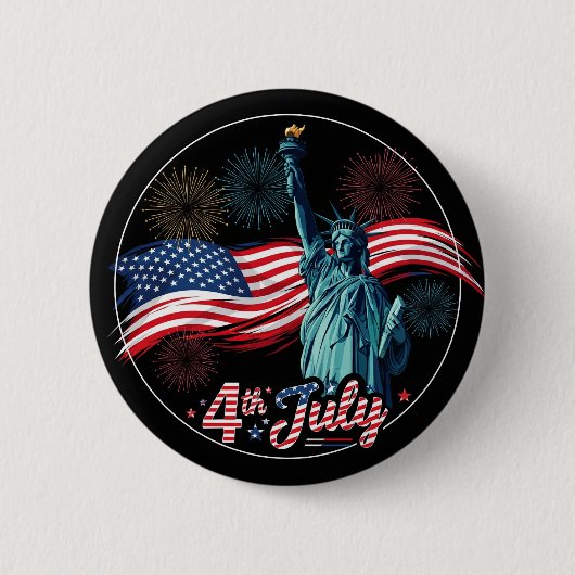 Badge Rond 5 Cm Bouton Liberté 4 juillet (Devant)