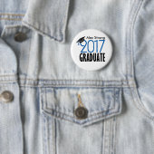 Badge Rond 5 Cm Bouton licencié noir et du bleu 2017 de Pinback (En situation)