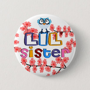 Badge Rond 5 Cm Bouton Lil Sister 3D