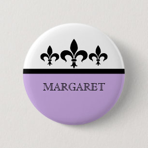 Badge Rond 5 Cm Bouton Lilac Swanky Fleur De Lis