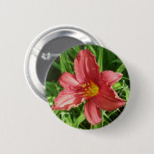 Badge Rond 5 Cm Bouton Lily rouge rouillé (Devant & derrière)
