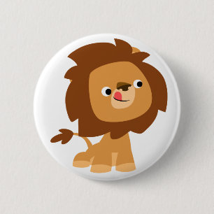 Badge Rond 5 Cm Bouton Lion de caricature cute et gourmand