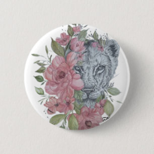 Badge Rond 5 Cm Bouton Lioness