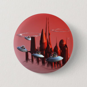 Badge Rond 5 Cm Bouton Little Green Invaders