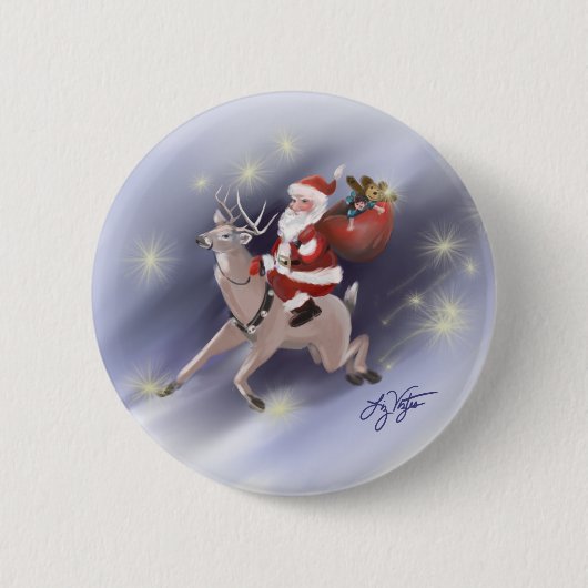 Badge Rond 5 Cm Bouton Livres père Noël (Devant)