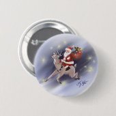 Badge Rond 5 Cm Bouton Livres père Noël (Devant & derrière)