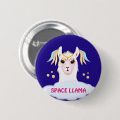 Badge Rond 5 Cm Bouton Llama de l'espace (Devant & derrière)