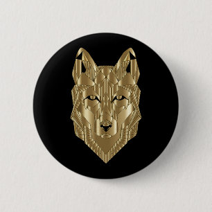 Badge Rond 5 Cm Bouton Loup d'or