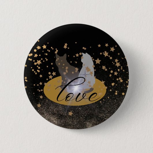 Badge Rond 5 Cm Bouton Love cat (Devant)