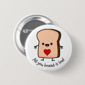 Badge Rond 5 Cm Bouton Love Heart Toast Bread (Devant & derrière)