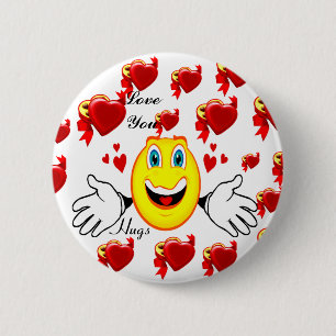 Badge Rond 5 Cm Bouton Love & Hug_