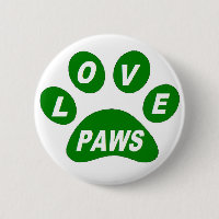 Bouton Love Paws sur pattes Green