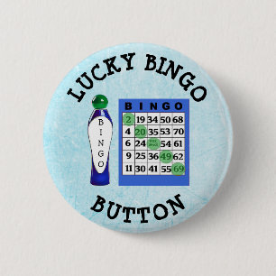 Badge Rond 5 Cm Bouton Lucky BINGO Bouton Cartes Bleues