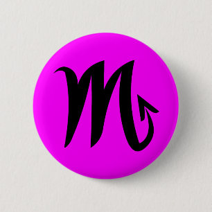 Badge Rond 5 Cm Bouton magenta Scorpio