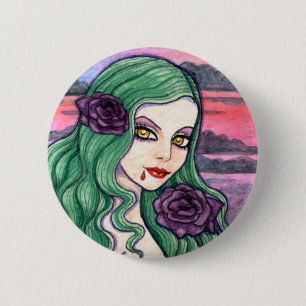 Badge Rond 5 Cm Bouton magique gothique d'imaginaire de vampire