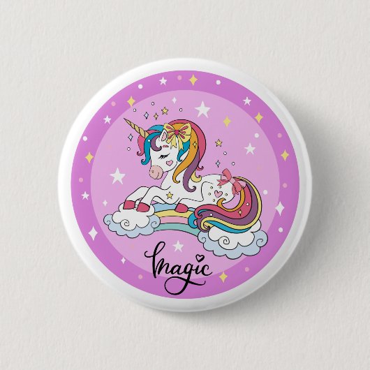 Badge Rond 5 Cm Bouton magique Unicorn (Devant)