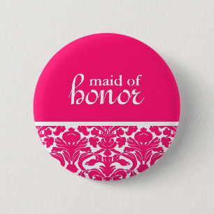 Badge Rond 5 Cm Bouton Maid of Honor Damask