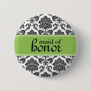 Badge Rond 5 Cm Bouton Maid of Honor Damask