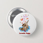 Badge Rond 5 Cm Bouton malade d'amour de chiot (Devant & derrière)