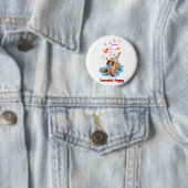 Badge Rond 5 Cm Bouton malade d'amour de chiot (En situation)