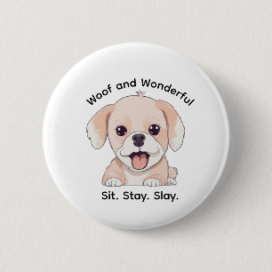 Badge Rond 5 Cm Bouton Maman Chien Élégante Amoureux de Chiots Mig