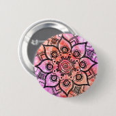Badge Rond 5 Cm Bouton Mandala Abstrait (Devant & derrière)
