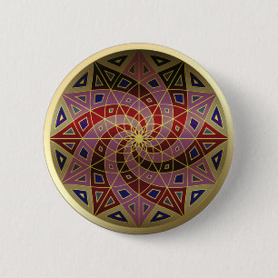 Badge Rond 5 Cm Bouton Mandala d'ajustement en or Cherry Swirl