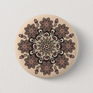 Badge Rond 5 Cm bouton mandala fleur