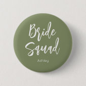 Badge Rond 5 Cm Bouton Mariage blanc vert de l'équipe de mariée (Devant)