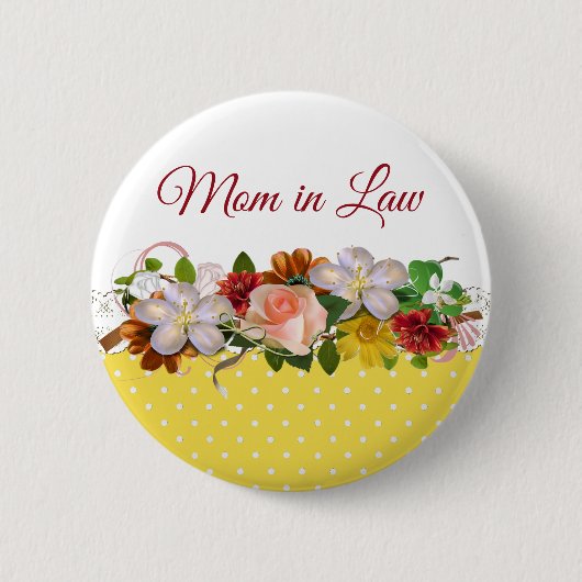 Badge Rond 5 Cm Bouton Mariage de Bouquet Floral Mère en droit (Devant)