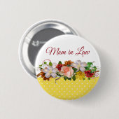 Badge Rond 5 Cm Bouton Mariage de Bouquet Floral Mère en droit (Devant & derrière)