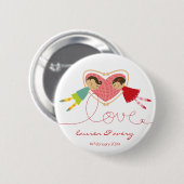 Badge Rond 5 Cm Bouton Mariage mignon caricaturé garçon fille amou (Devant & derrière)
