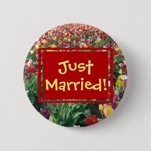 Badge Rond 5 Cm Bouton marié rond de tulipes juste (Devant)