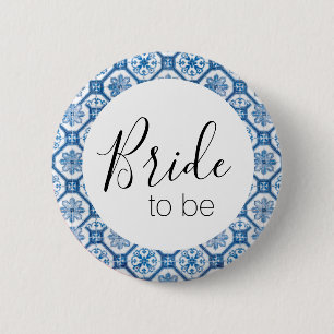Badge Rond 5 Cm Bouton Mariée à être - Carrelage bleu