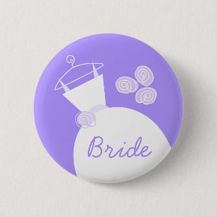 Badge Rond 5 Cm Bouton "Mariée" violette mariage