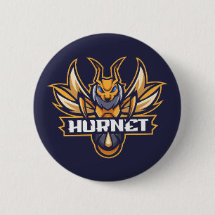 Badge Rond 5 Cm Bouton Mascot Hornets