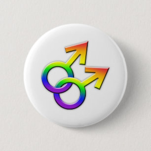 Badge Rond 5 Cm Bouton masculin relié 02 de symboles d'arc-en-cie