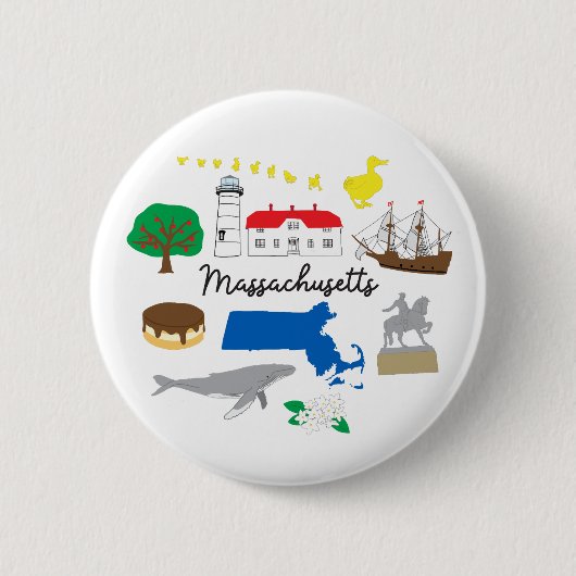 Badge Rond 5 Cm Bouton Massachusetts (Devant)