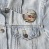 Badge Rond 5 Cm Bouton Matinée Café et Biscuits Cosy (En situation)