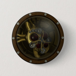 Badge Rond 5 Cm Bouton mécanique de coeur de Steampunk