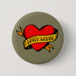 Badge Rond 5 Cm Bouton méchant de tatouage de femme de Hillary