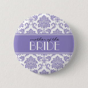 Badge Rond 5 Cm Bouton Mère de la mariée Damask en violet
