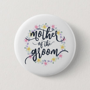Badge Rond 5 Cm Bouton Mère du Mariage Groom Calligraphy