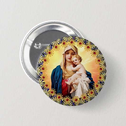 Badge Rond 5 Cm Bouton Mère Mary (Devant & derrière)