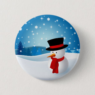 Badge Rond 5 Cm Bouton mignon de bonhomme de neige
