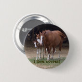Badge Rond 5 Cm Bouton mignon de chevaux (Devant & derrière)