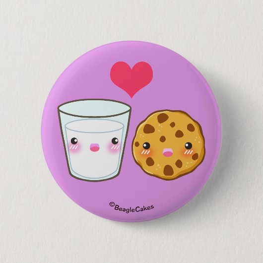 Badge Rond 5 Cm Bouton mignon de Pinback de lait et de biscuit (Devant)