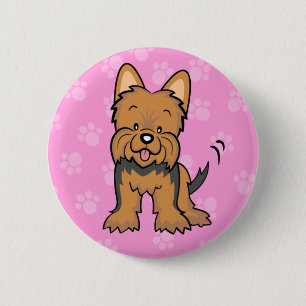 Badge Rond 5 Cm Bouton mignon de Yorkie de chien de bande dessiné