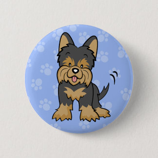 Badge Rond 5 Cm Bouton mignon de Yorkie de chien de bande dessinée
