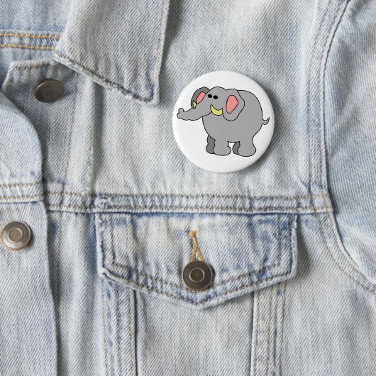 Badge Rond 5 Cm Bouton mignon d'éléphant (En situation)